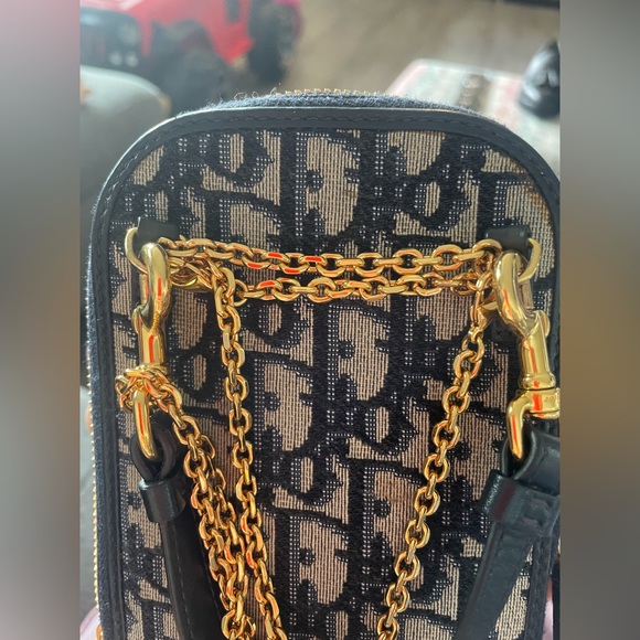 SOLD-Christian Dior blue Oblique Jacquard phone holder - Picture 9 of 11